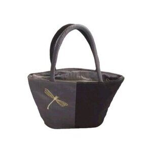 Yellow Lotus 100% Silk Embroidered Dragonfly Hand Bag Fairy Garden Core Boho